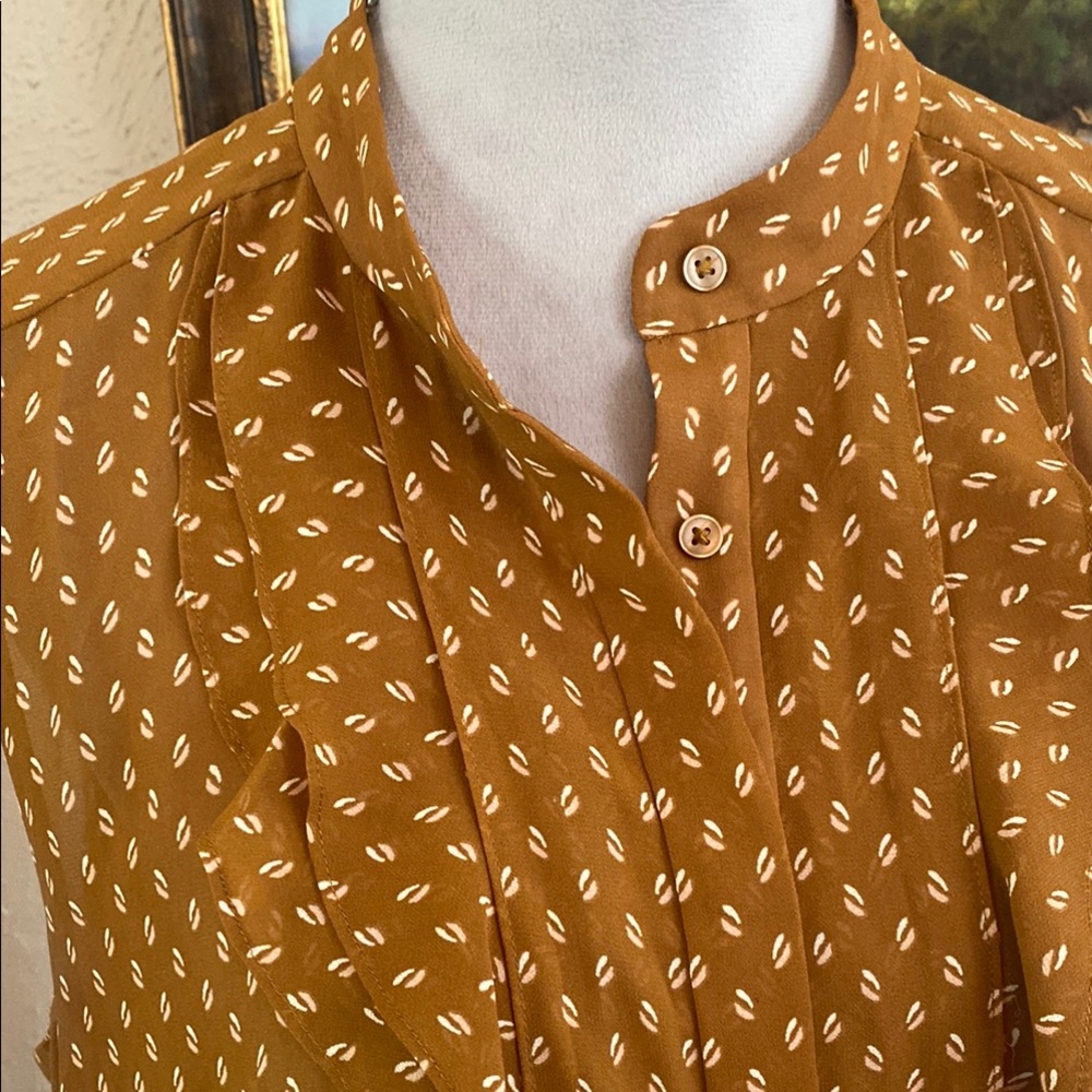 Ann Taylor Tan Patterned Blouse - image 3